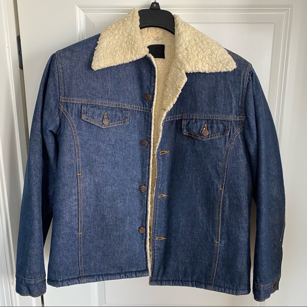 Vintage Sears & Roebuck Denim Sherpa Jacket Size 42R
